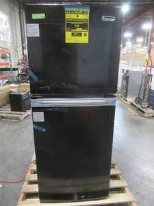 lot 350 image: Magic Chef 10.1 cu. ft. Top Freezer Refrigerator in Black, HMDR1000BE - Dent on Top LH Side.