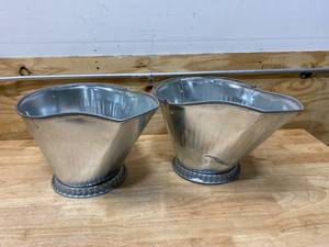 lot 61 image: LASTING TRADITIONS Lot of 2-  Silver Galvanized Steel Coal Hods