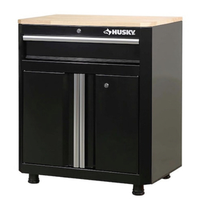 lot 4 image: HUSKY Ready-to-Assemble 24-Gauge Steel 1-Drawer 2-Door Garage Base Cabinet in Black (28 in. W x 33 in. H x 18 in. D)