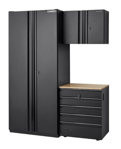 lot 5 image: HUSKY 3-Piece Heavy Duty Welded Steel Garage Storage System in Black (64 in. W x 81 in. H x 24 in. D)