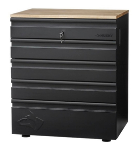 lot 6 image: HUSKY Heavy Duty Welded 18-Gauge Steel 5-Drawer Garage Base Cabinet in Black (28 in. W x 32 in. H x 21.5 in. D)