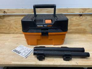lot 72 image: RIDGID 4.5 Gallon 5.0-Peak HP ProPack WetDry Shop Vacuum with Fine Dust Filter, Expandable Hose and Accessories