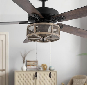 lot 105 image: RIVER OF GOODS Prairie 52 in. LED Oil Rubbed Bronze Caged Ceiling Fan With Light