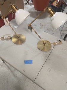 lot 24 image: 2 Metal Desk Lamp Antique Brass - Threshold
