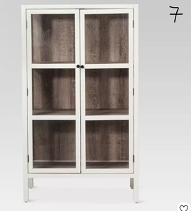 lot 7 image: 56.2 Hadley Library Cabinet with Glass Shell White - Threshold