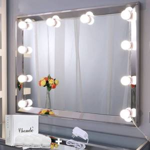 lot 32 image: Chende Large Hollywood Lighted Vanity Mirror 31.5 x 25.6 Inches