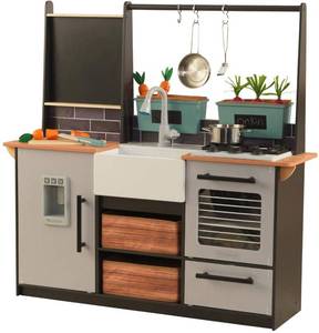 lot 48 image: KidKraft Wooden Farm to Table Play Kitchen Model 53411(Damage To Box, Item appears undamaged)