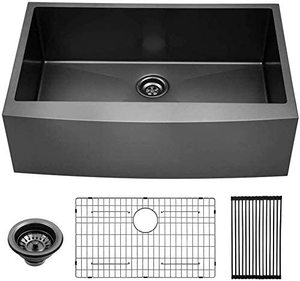 lot 10 image: Lordear 16-Gauge Stainless Steel 30 in. Single Bowl FarmhouseApron Ledge Workstation Kitchen Sink with Bottom Grid Model H-LABS3022R1