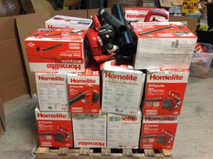 lot 26 image: Pallet with assorted Homelite Gas Blowers various models and conditions see pictures