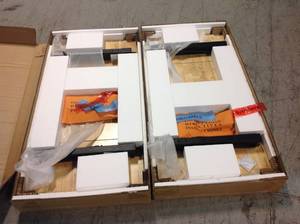 lot 27 image: Lot of 2 Husky Industrial 4 ft. Folding Wood Top Workbench not used