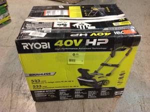 lot 35 image: Ryobi 40V HP Brushless 21 in. Cordless Single Stage Snow Thrower with (2) Batteries see pictures