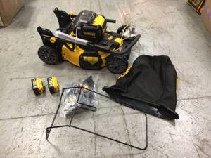 lot 103 image: Dewalt 21.5 in. 20-Volt MAX Lithium-Ion Cordless Battery Walk Behind Push Mower includes 2 Batteries and a charger in like new condition see pictures
