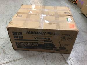 lot 108 image: Yardmax 20 in. 166 cc OHV Gas Walk Behind Push Mower 2-in-1 Mulch Plus Side Discharge see pictures