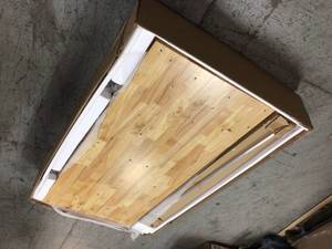 lot 110 image: Husky 52 in. Adjustable Height Work Table with 2-Drawers in White not used see pictures