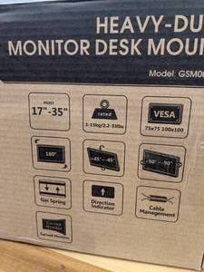 lot 16 image: WALI Single Monitor Gas Spring Desk Mount Heavy Duty Aluminum Fully Adjustable Fit Screen up to 35 inch, 33 lbs. VESA 75 and 100 (GSM001XL), Black