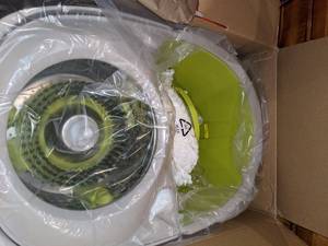 lot 9 image: MOPNADO  Deluxe Stainless Steel Rolling Spin Mop System with 2 Replacement Microfiber Mop Heads and Brush Attachment