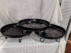 lot 135 image: Three Metal Rolling Plant Stands