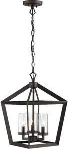 lot 95 image: Emliviar 3-Light Lantern Pendant Light Oil Rubbed Bronze Finish with Clear Glass Shade