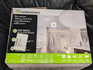 lot 31 image: Homewerks Bathroom Ventilation Fan with Dimmable LED Light