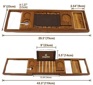lot 11 image: Utoplike Teak Bathtub Caddy Tray Bath Tray for Tub,Unique Bathtub Organizer