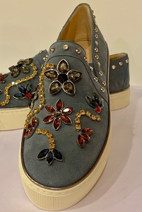 Stuart Weitzman Denim Bejeweled Loafers (NEW)