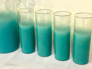 Vintage 1950s Blendo Turquoise Pitcher and Glass Set