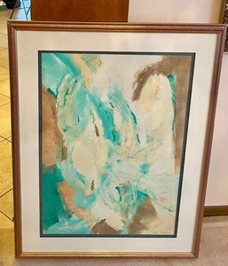 Framed Vintage Abstract Monoprint by Tallin