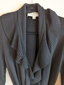 St. John by Marie Gray Black Belted Knit Sweater
