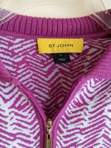 St. John Animal Print Zip Up Sweater