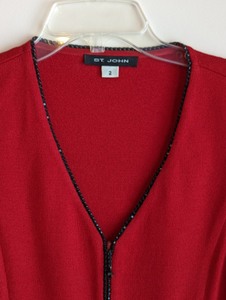 St. John by Marie Gray Red Sweater VestSkirt Combo