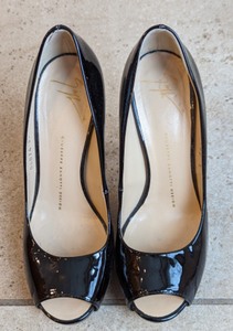 Giuseppe Zanotti Black Patent Leather Peep Toe Heels