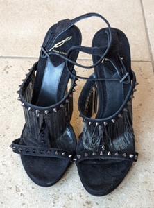 Brian Atwood Fringe Heeled Sandals