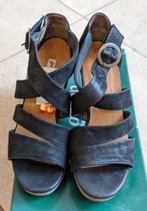 Paul Green Black Leather Strap Sandals