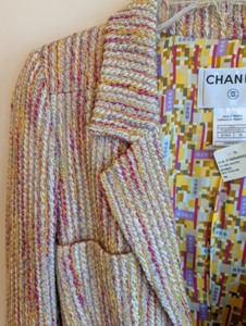 New Chanel Multi Colored Belted Tweed Jacket