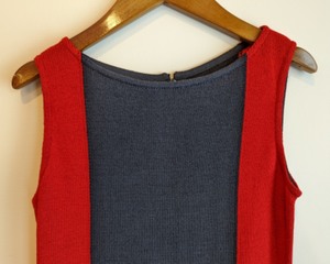 New St. John RedOrange and Black Stretch Wool Dress