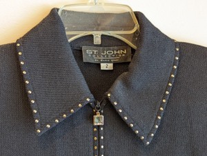 St. John by Marie Gray Black Zip Up Sweater