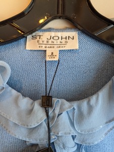 New St. John by Marie Gray Soft Blue Wool Blend Ruffle Sweater