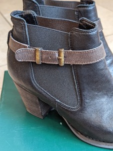 Paul Green Black Leather Heeled Booties