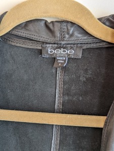 Bebe Black Leather Open Front Jacket
