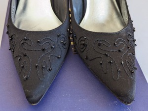 Stuart Weitzman Black Beaded Slingbacks