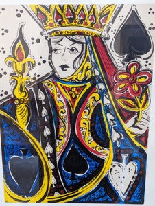 Gold Framed Queen of Spades Painting