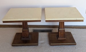 Pair of Vintage Marble Topped Accent Tables