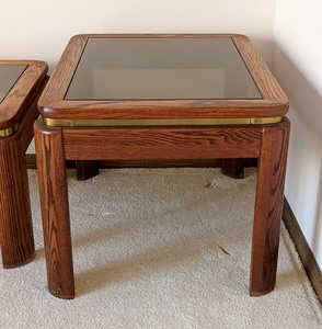 Vintage Glass Topped Coffee Table and Matching Side Tables