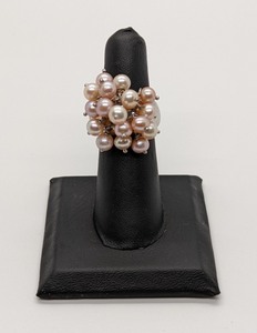 Sterling Silver and Simulated Pearl Cluster Ring