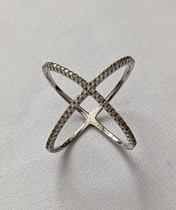 Sterling Silver and Cubic Zirconia Criss Cross Ring