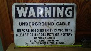 lot 140 image: Warning sign- underground.