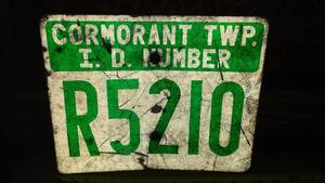 lot 160 image: Cormorant Township I.D. Number sign.