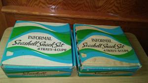 lot 306 image: Two sets of vintage seashell snack sets - new old stock.