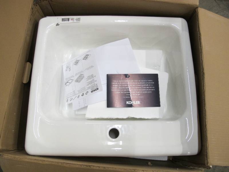 lot 551 image: Kohler Mayfield Drop-In Cast Iron 25 in. 1-Hole Single Bowl Kitchen Sink in White