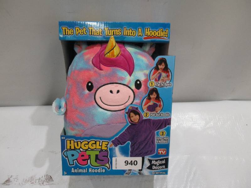 lot 940 image: Ontel Huggle Pets Rainbow Unicorn Animal Hoodie